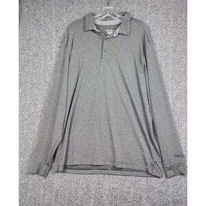 Walter Hagen Long Sleeve Polo Mens L‎ Grey Striped Hydro-Dri Golf Shirt